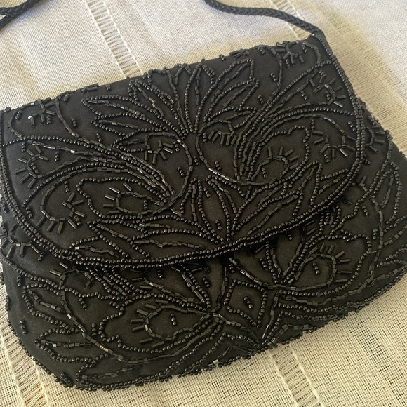 Partners Mervyns Vintage Black Beaded Evening Bag - Picture 1 of 11